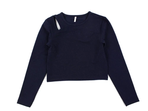 Kids ONLY night sky shoulder cut out short glitter top